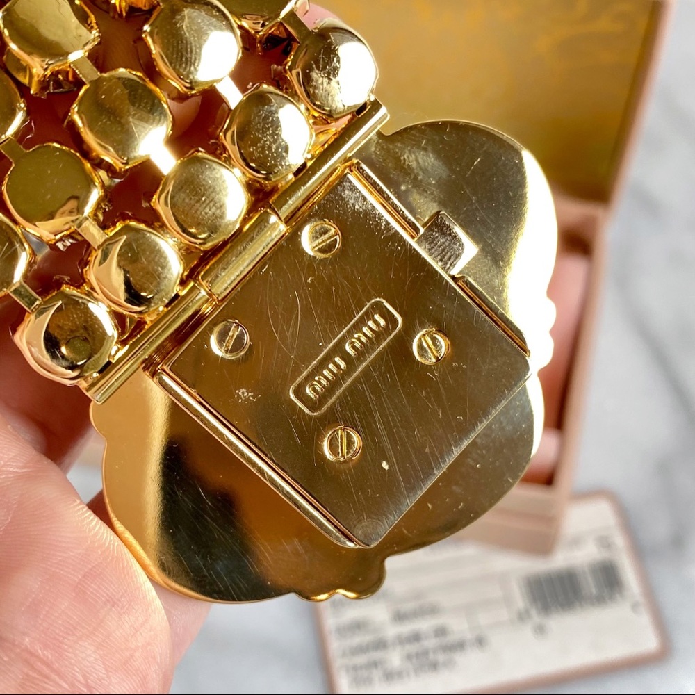 Miu Miu Crystal Cameo Gold Plated Bracelet - Picture 9 of 10
